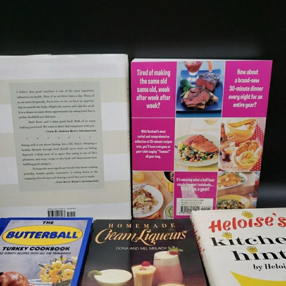 Lot of 7 Cookbooks Andrew Weil Rachael Ray + Misc HC & PB Variety Kitchen